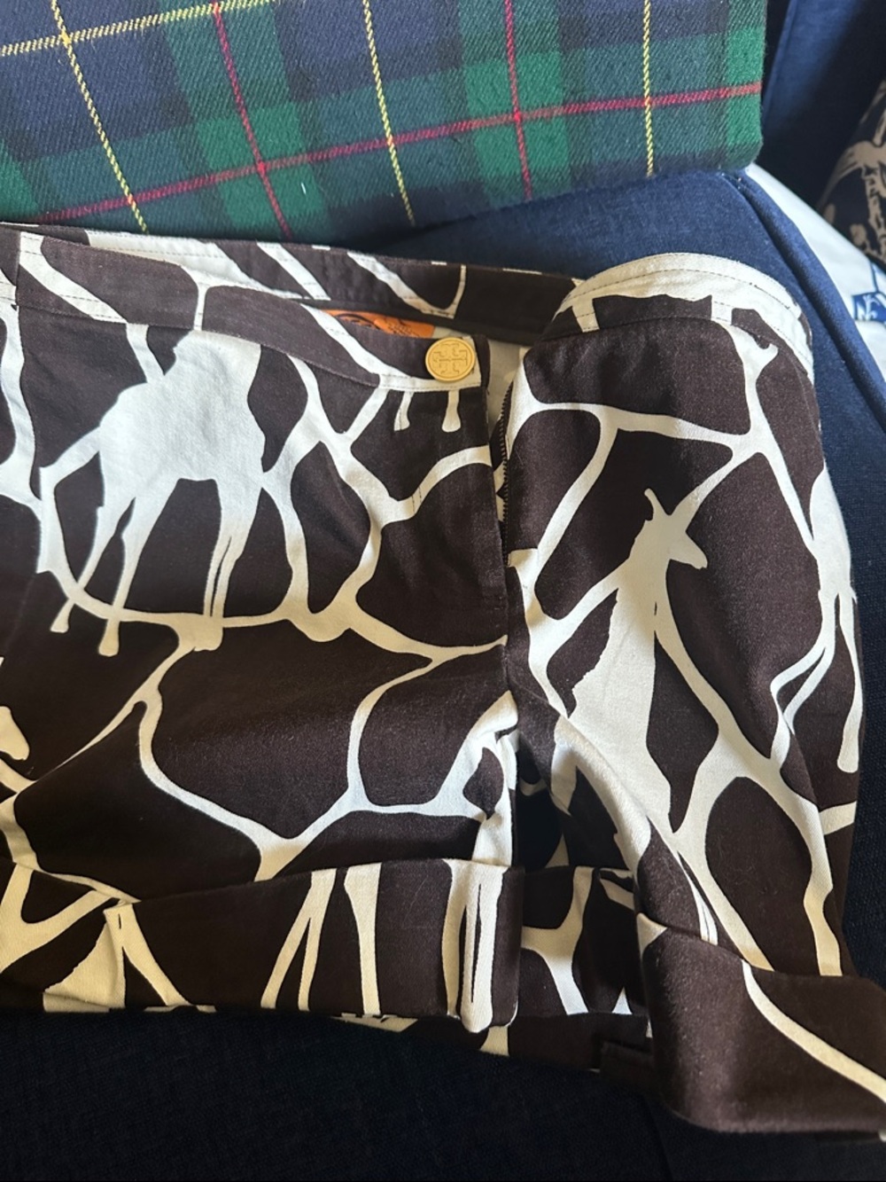 Tory Burch Brown and Cream Printed Skort
